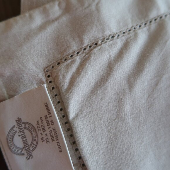 Southern Living Natural Linen Hemstitched Table Runner 14" x 72" - Picture 6 of 8